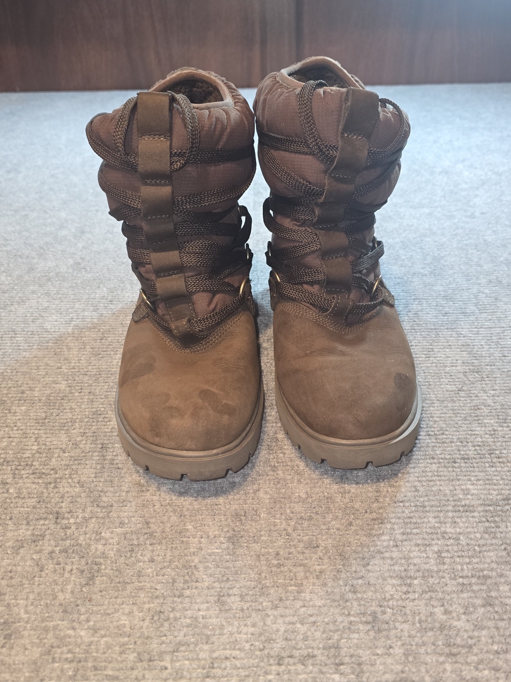 Timberland 650 Puffer Winter Boots Women’s 8.5 M Brown Insulated Lace Up